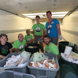 2015 SSC-Funded Sustainability Interns with compostable waste from campus wide event